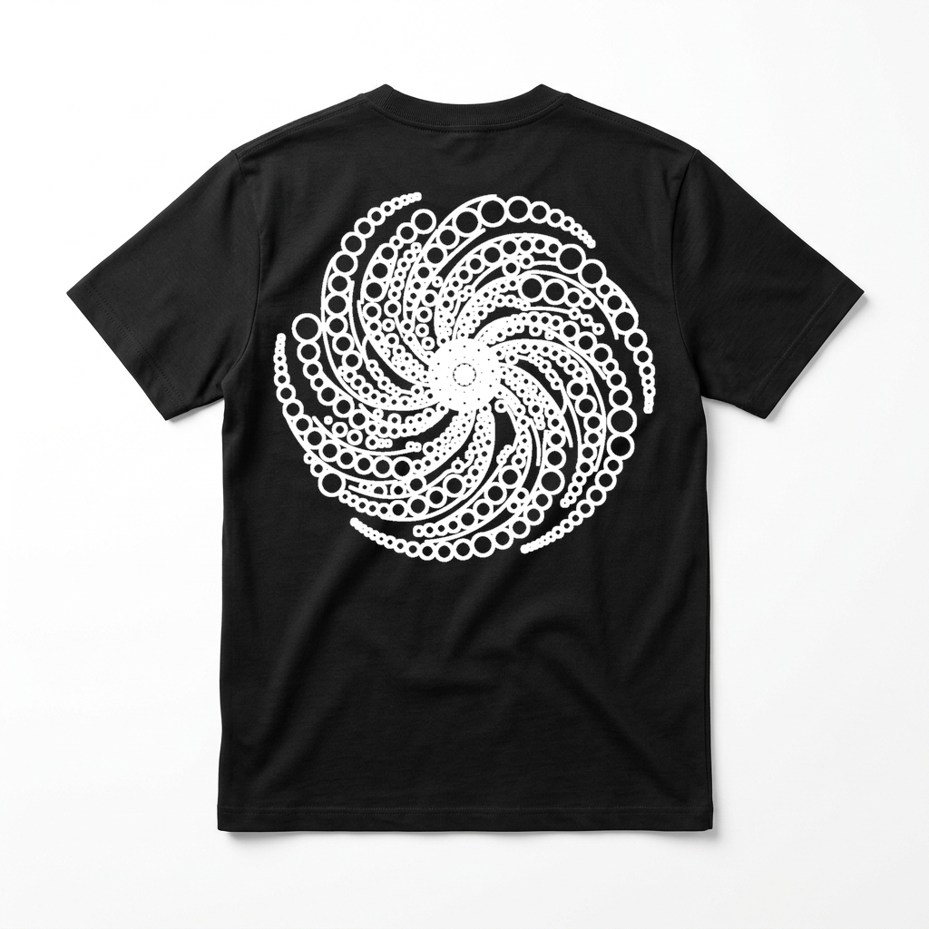 CircleTee Milk Hill Galaxy, retro con stampa crop circle centrata bianca su nero